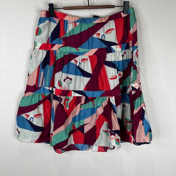 Marc Jacobs Women's Silk Blend Tiered Abstract A-Line Skirt Multicolor Size 6 - Picture 1 of 11